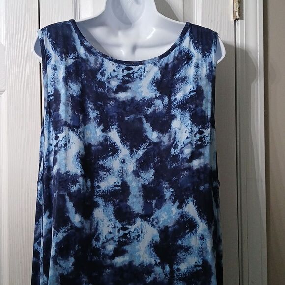 LOGO Layers Lori Goldstein blue white tie dye tank tunic Sz 4X NWOT - Picture 6 of 7